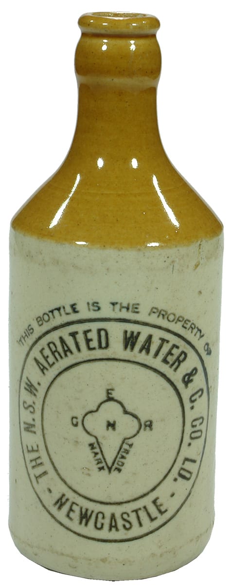 NSW Aerated Waters Newcastle Crown Seal Stoneware Bottle