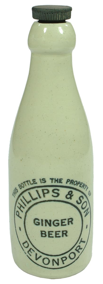 Phillips Devonport Internal Thread Stoneware Ginger Beer Bottle