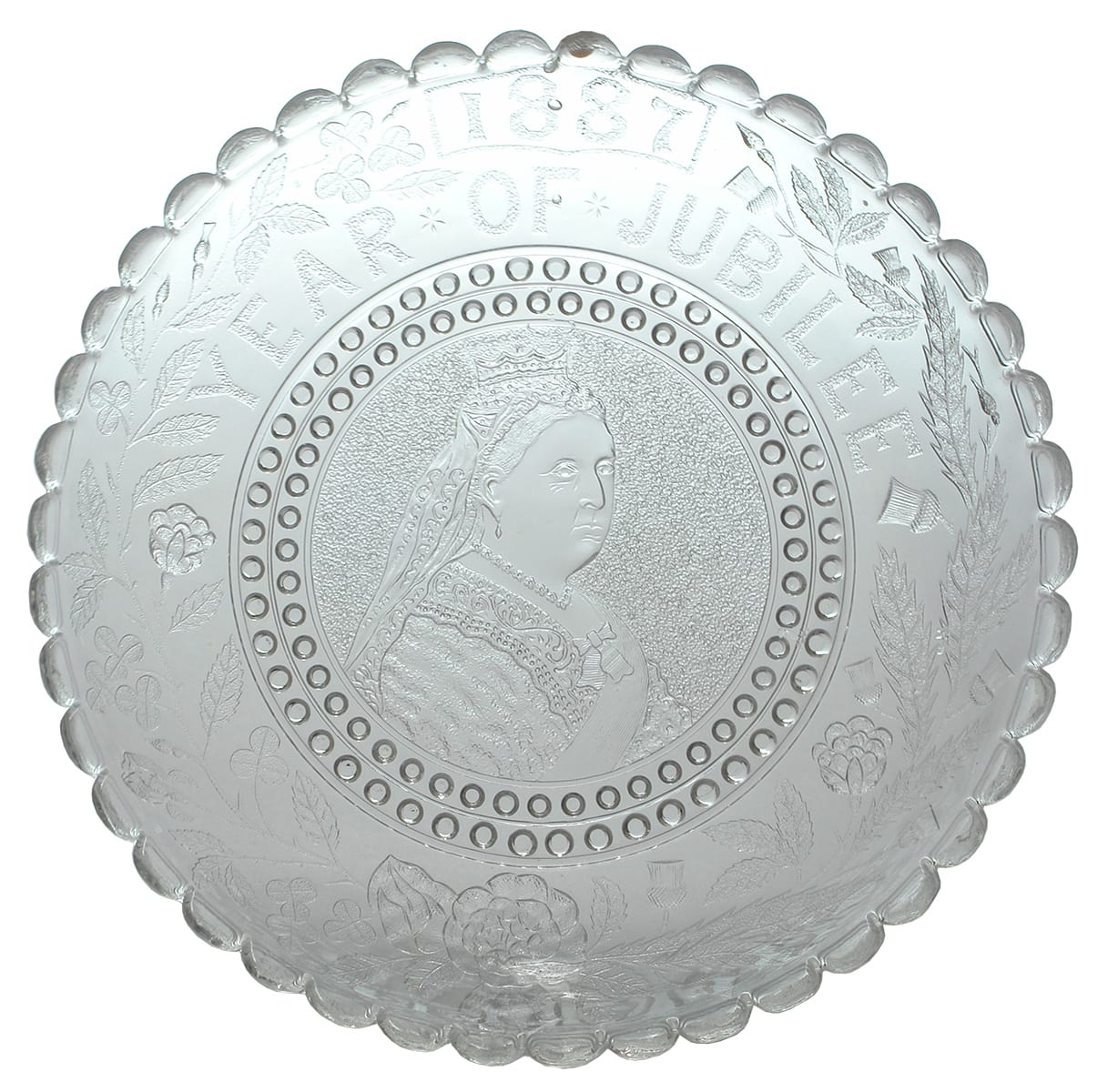 1887 Jubilee Queen Victoria Pressed Glass Plate