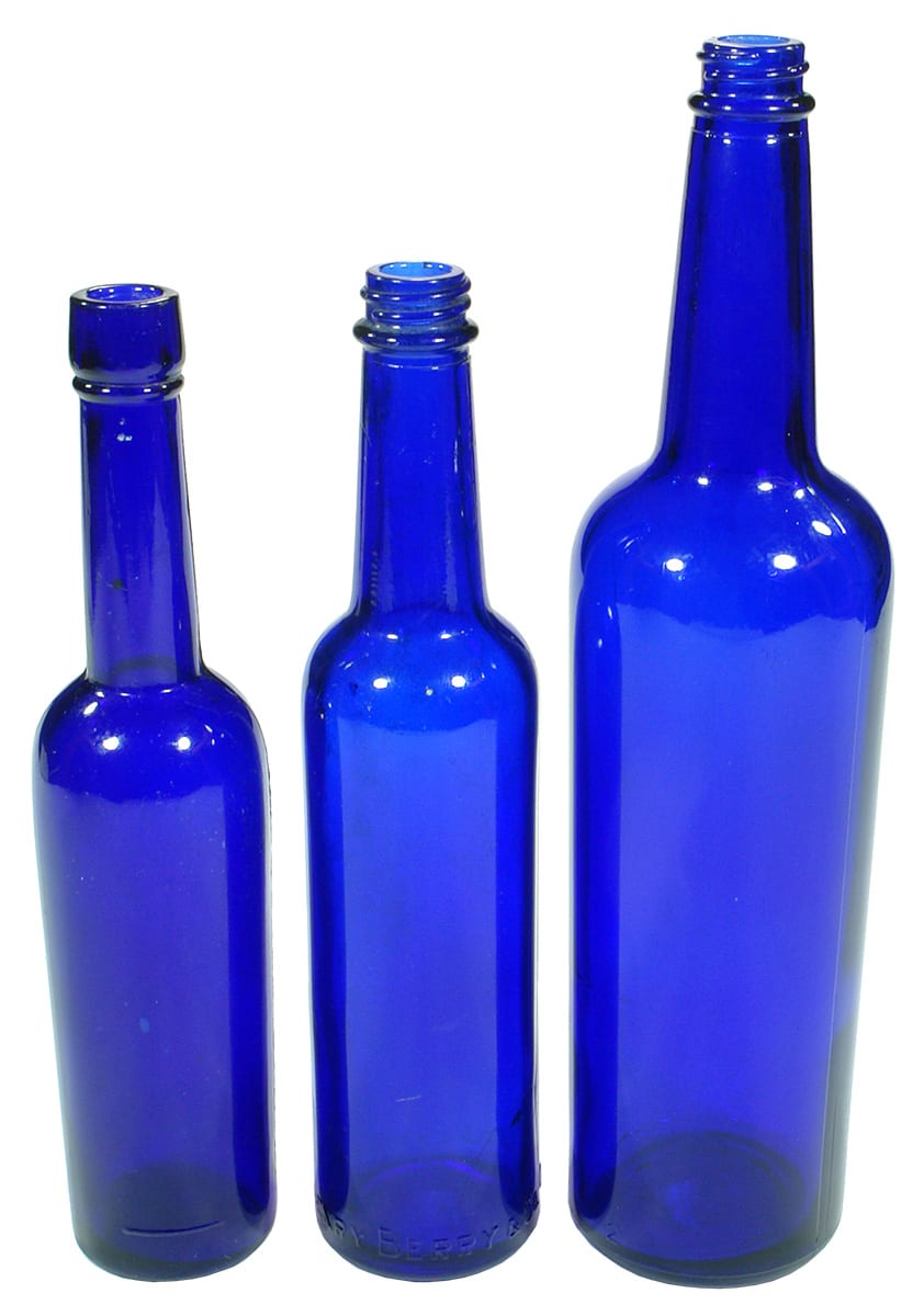 Group Cobalt Blue Castor Oil Bottles