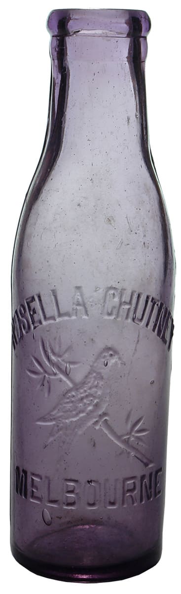 Rosella Chutney Melbourne Amethyst Glass Old Bottle