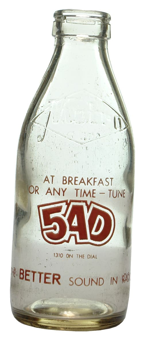 Metropolitan Milk Edwardstown 5AD Breakfast Radio Advertising Bottle