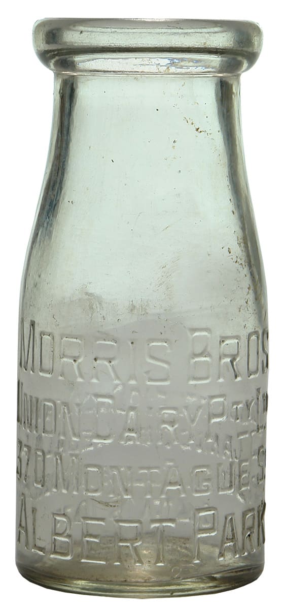 Morris Bros Union Dairy Albert Park Vintage Milk Bottle