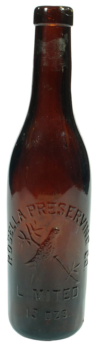 Rosella Preserving Co Melbourne Amber Glass Sauce Bottle