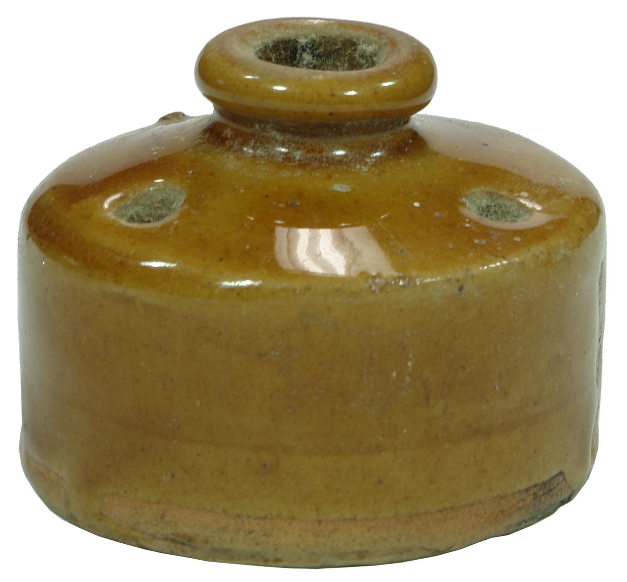 Stoneware Inkwell Quill Holes