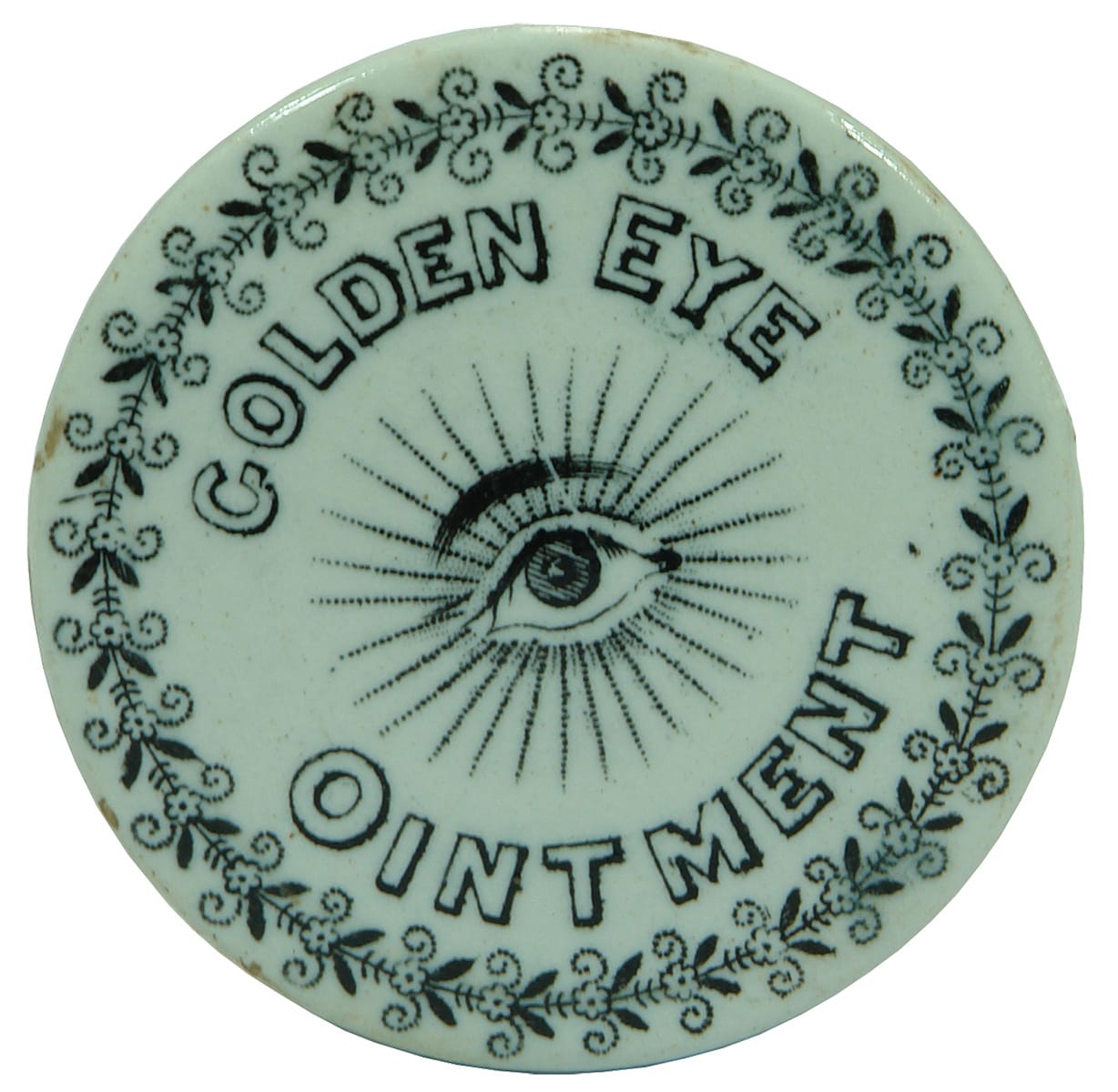 Golden Eye Ointment Black White Ceramic Pot Lid