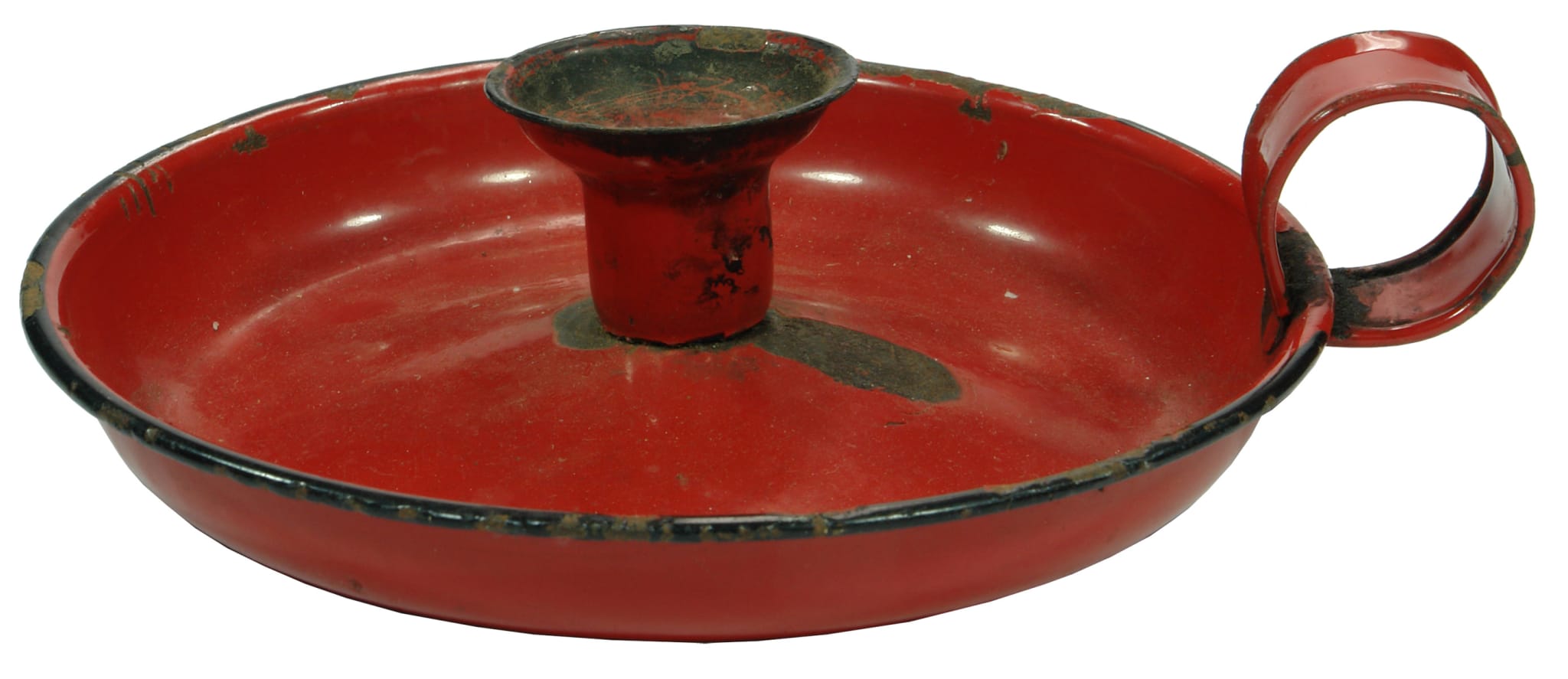 Red Enamel Candlestick Holder