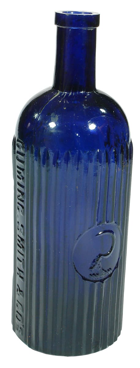 Cuming Smith Formalin Sickle Cobalt Blue Glass Bottle