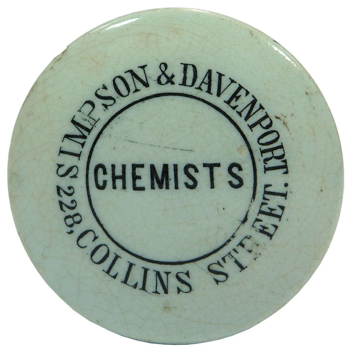 Simpson Davenport Chemists Collins Street Melbourne Cap