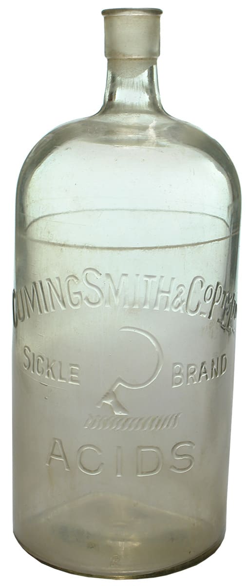 Cuming Smith Sickle Brand Acids Clear Glass Demijohn