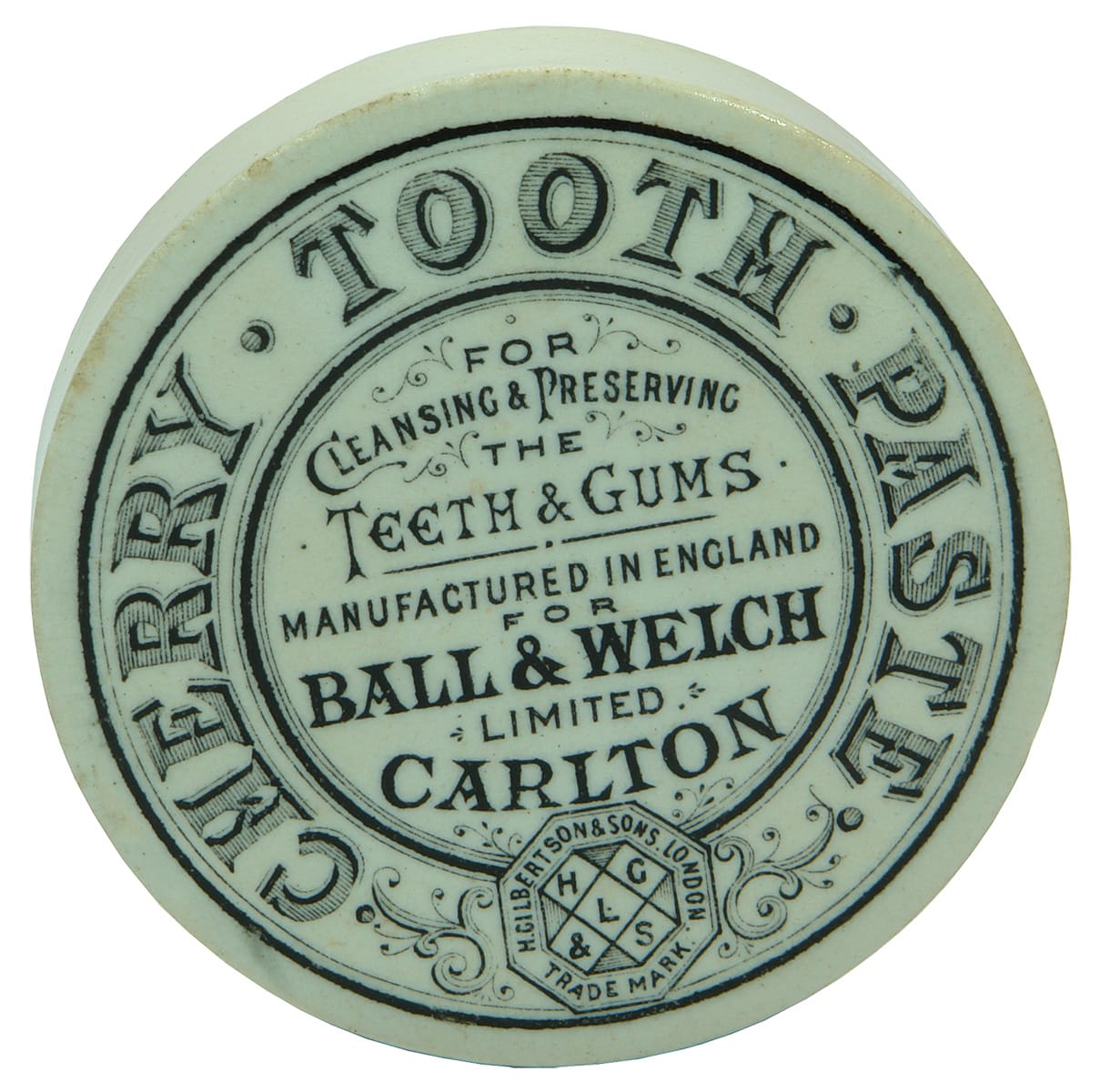 Ball Welch Carlton Cherry Tooth Paste Gilbertson Pot Lid