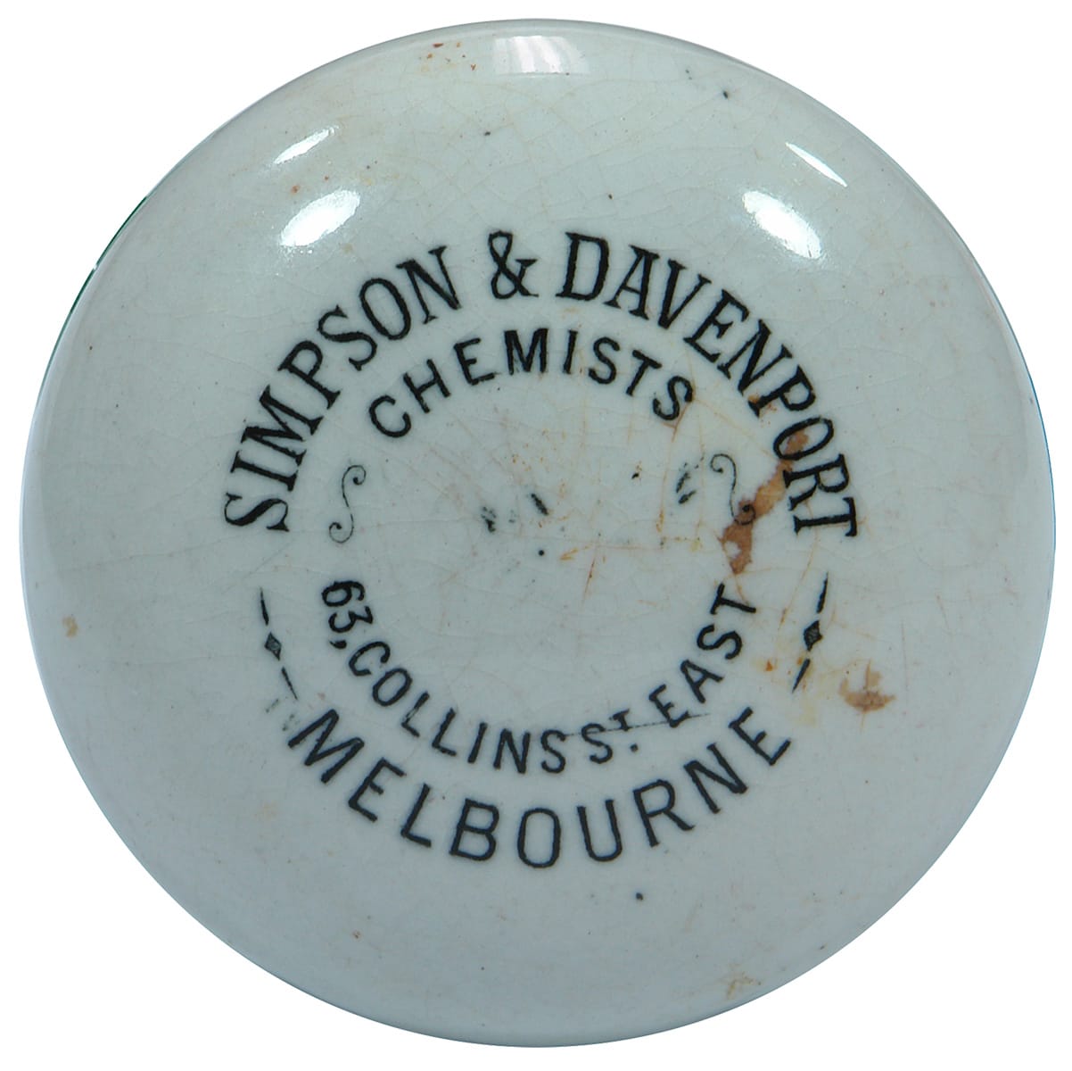 Simpson Davenport Chemists Collins Street Melbourne Pot Cap