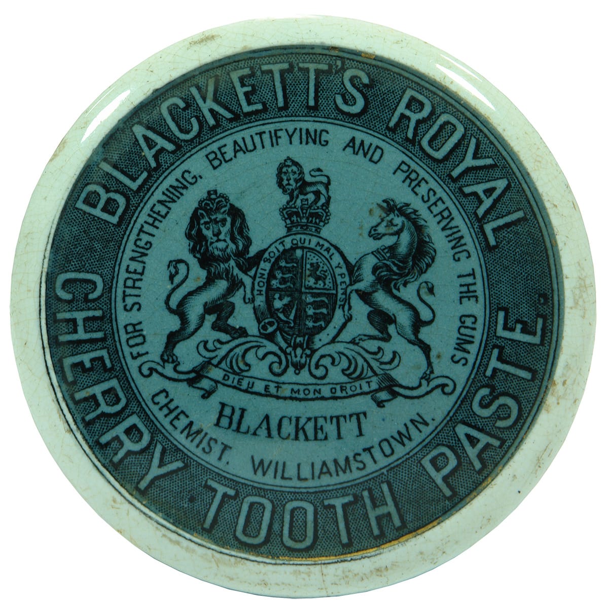 Blackett's Royal Cherry Tooth Paste Williamstown Pot Lid