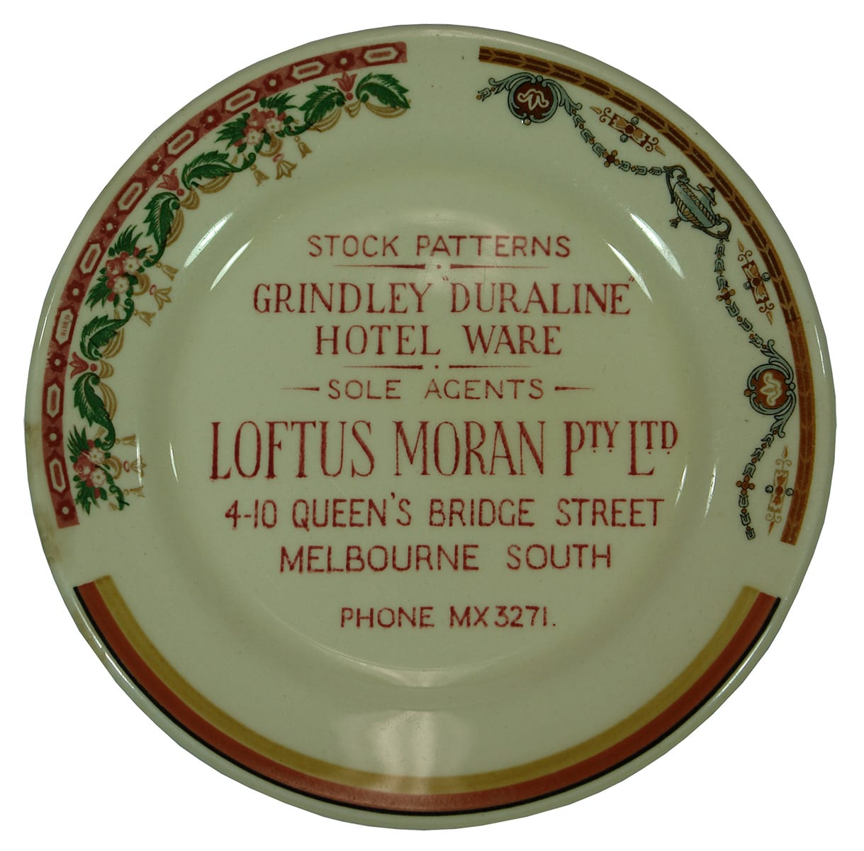 Grindley Duraline Hotel Ware Loftus Moran Melbourne Plate