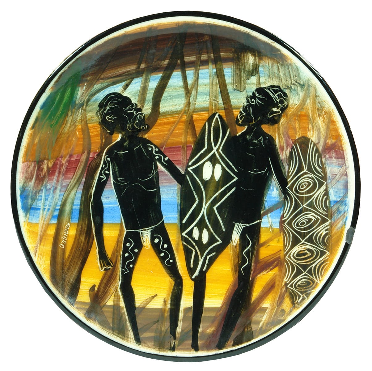 Arthur Boyd Ceramic Plate Koori Men Shield