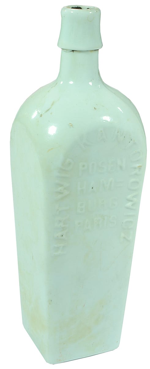 Hartwig Kantorowicz Posen Hamburg Paris Milk Glass Bottle