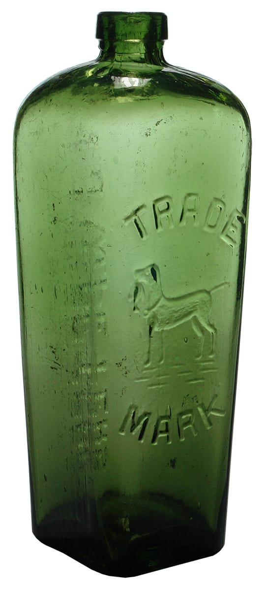 Peters Dog Bird Green Glass Gin Bottle