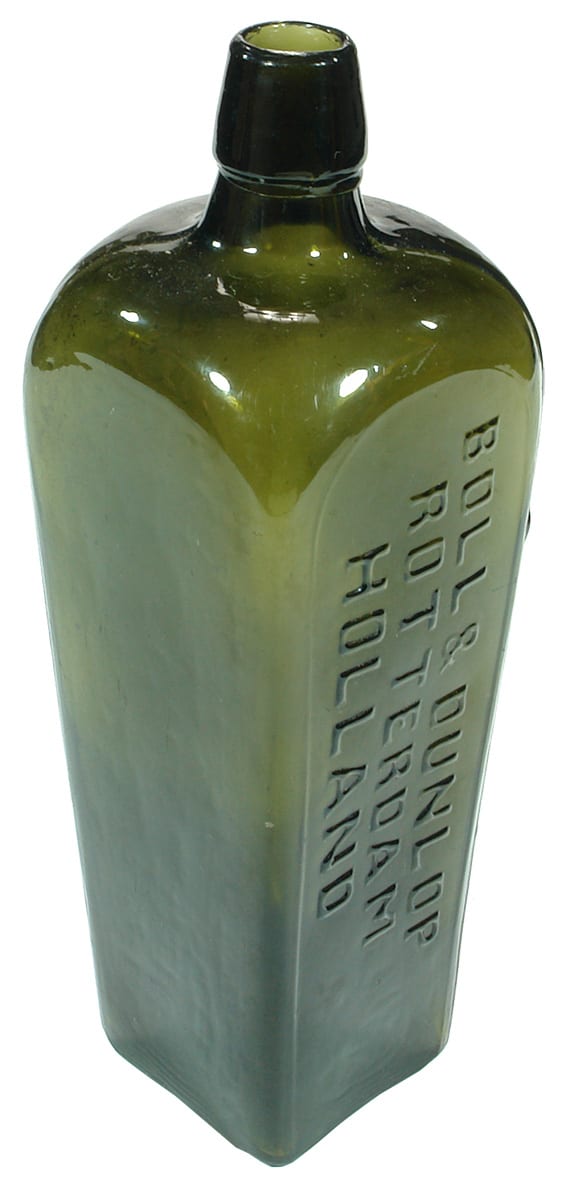 Boll Dunlop Rotterdam Holland Green Glass Gin Bottle