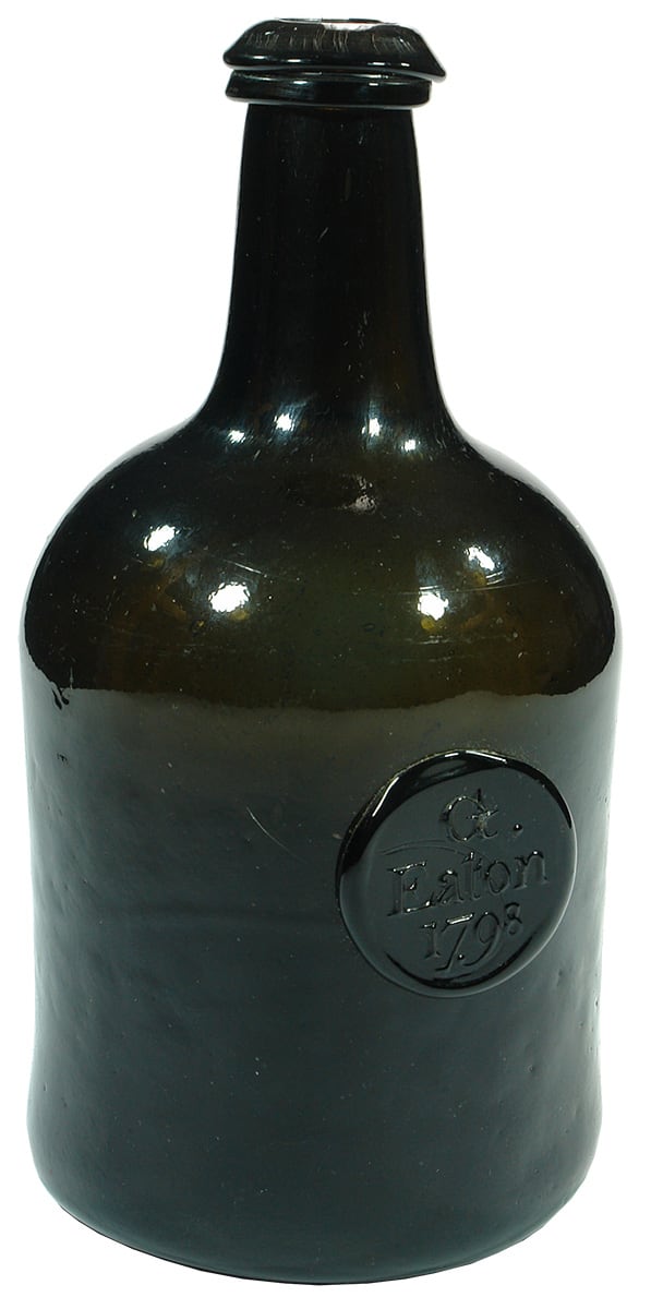 Eaton 1798 Black Glass Sealed Wine Bottle