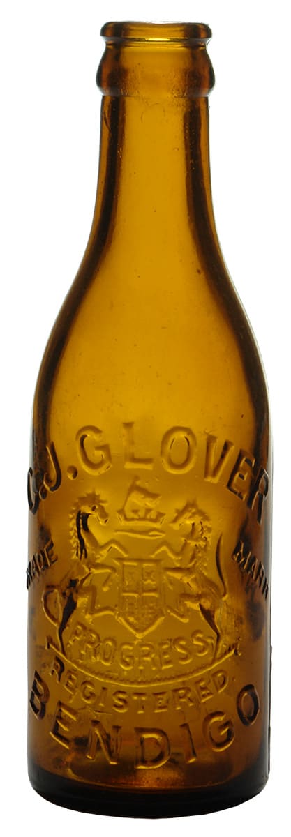 Glover Bendigo Unicorns Amber Glass Crown Seal Bottle