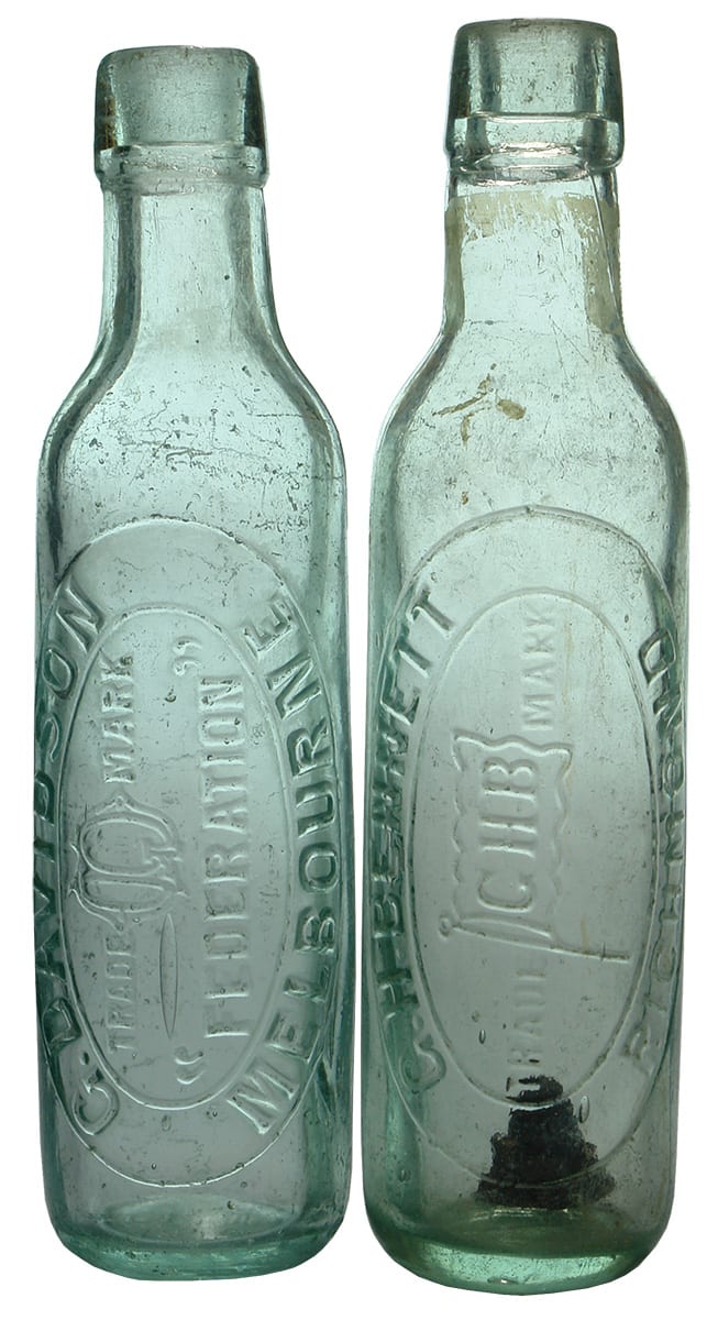 Davidson Melbourne Bennett Richmond Lamont Patent Bottles