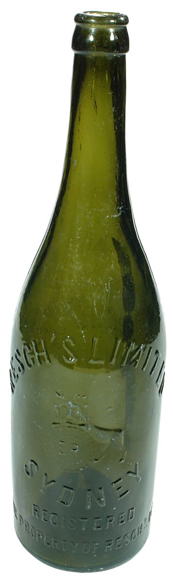 Resch's Limited Sydney Lion Barrel Green Beer Bottle