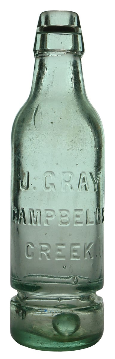 Gray Campbell's Creek Patent Marble Bottle