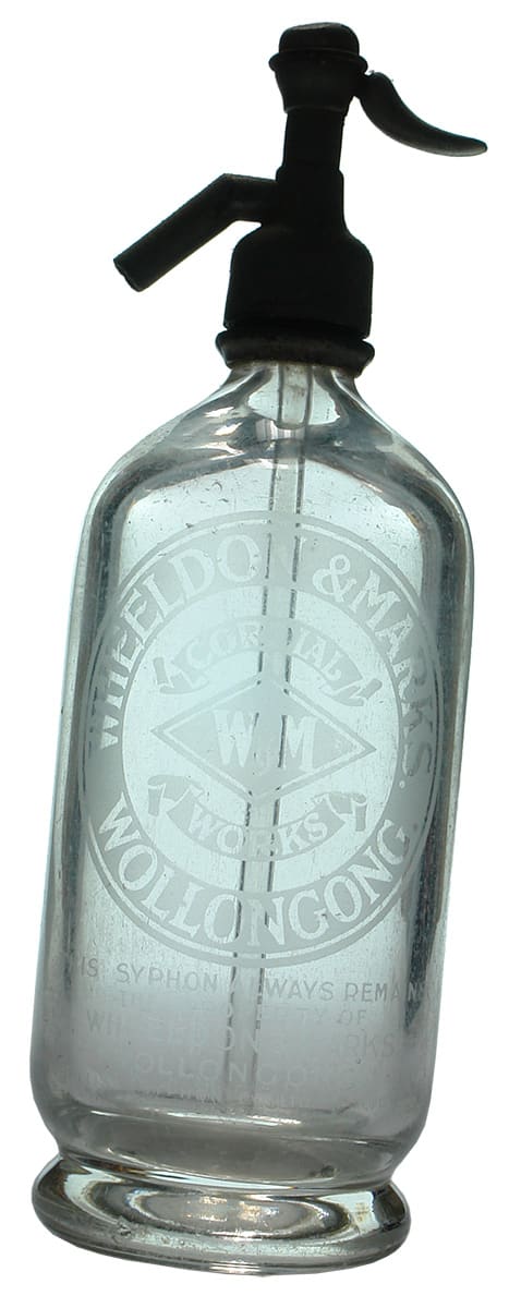 Wheeldon Marks Wollongong Vintage Soda Syphon Bottle