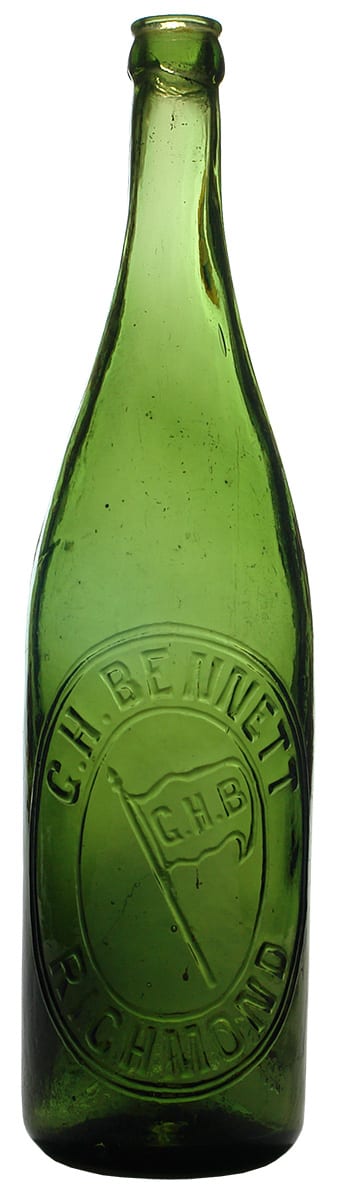 Bennett Richmond Green glass Hop Beer Bottle