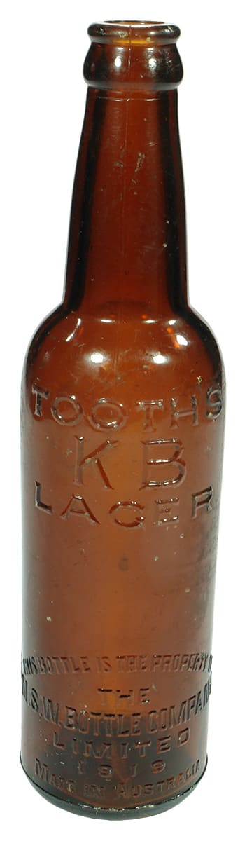 Tooth's KB Lager vintage crown seal beer bottle