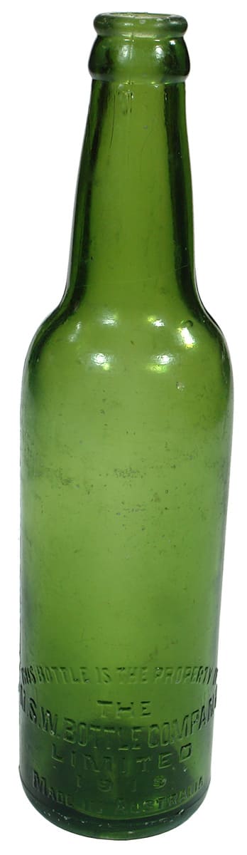 NSW Bottle Company Crown Seal Beer Bottle Green