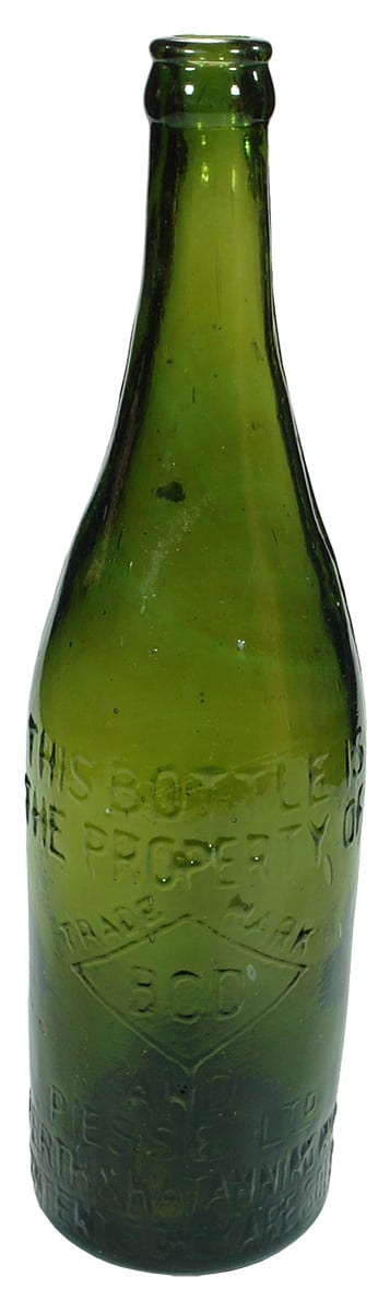 BCD Piesse Perth Katanning Green glass Beer Bottle