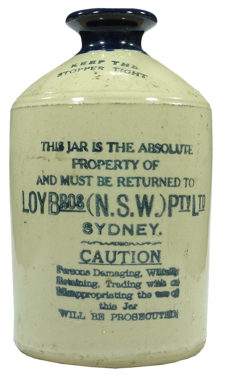 Loy Bros Sydney Blue Top Stoneware Demijohn