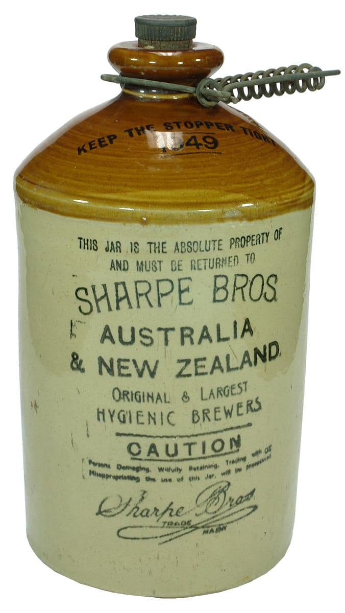 Sharpe Bros Australia New Zealand Stoneware Demijohn