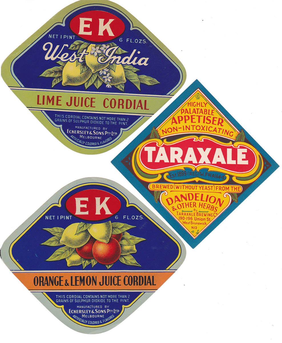 Taraxale Eckersley Cordial Labels