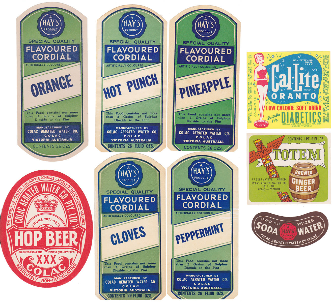 Hay's Colac Cordial Labels