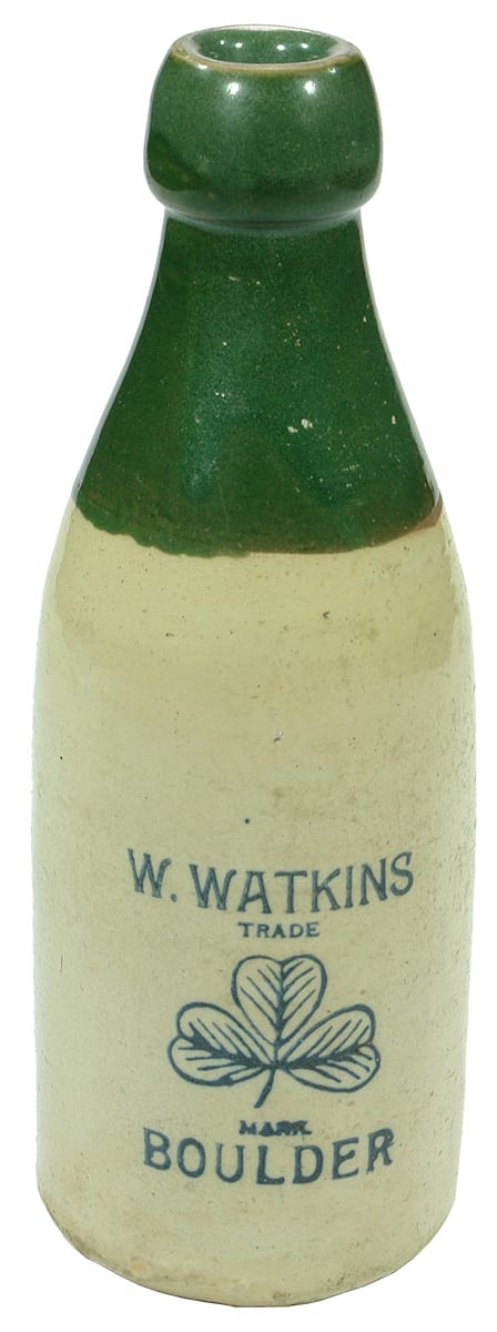 Watkins Boulder Shamrock Stoneware Ginger Beer Bottle