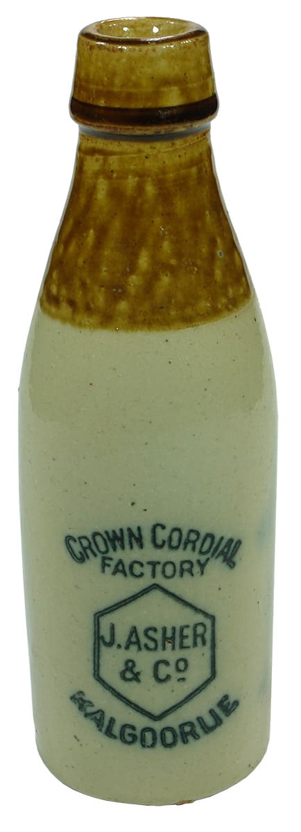 Crown Cordial Factory Asher Kalgoorlie Ginger Beer Bottle