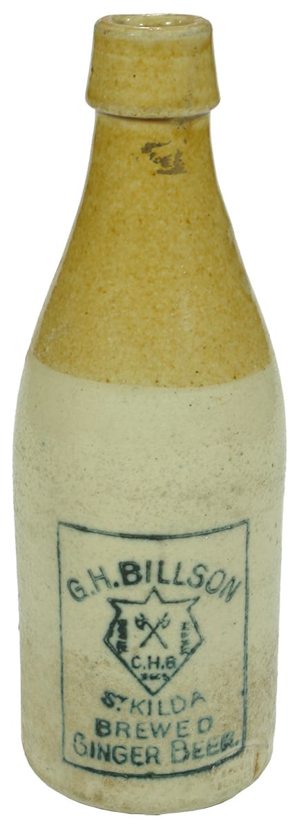 Billson St Kilda Crossed Axes Stoneware Old Bottle