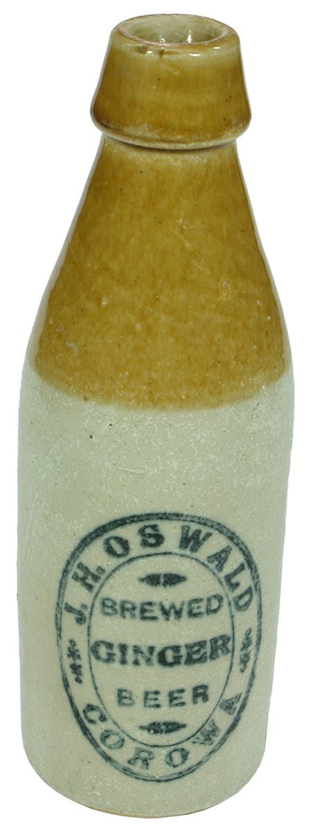 Oswald Corowa Stoneware vintage Ginger Beer Bottle