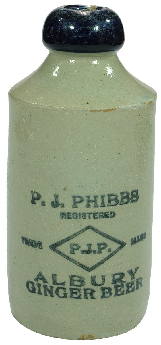 Phibbs Albury Blue Lip Stoneware Ginger Beer Bottle