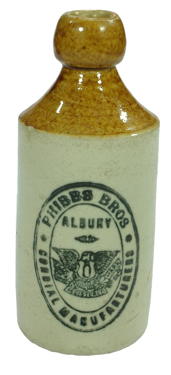 Phibbs Bros Albury Eagle Ginger Beer Bottle