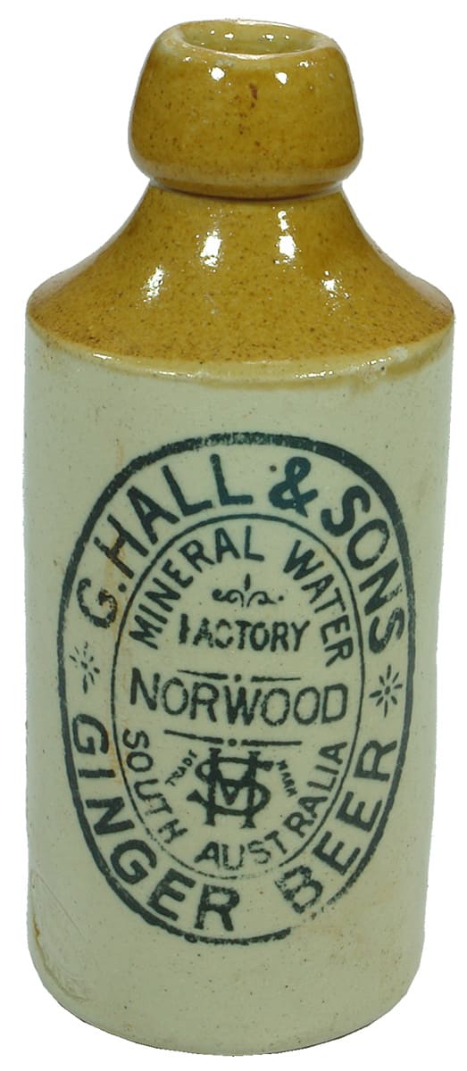 Hall Mineral Water Factory Norwood Ginger Beer Bottle