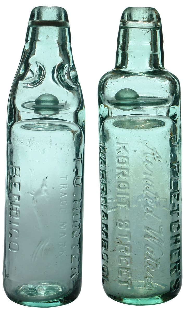Hunter Bendigo Fletcher Warrnambool Codd Bottles