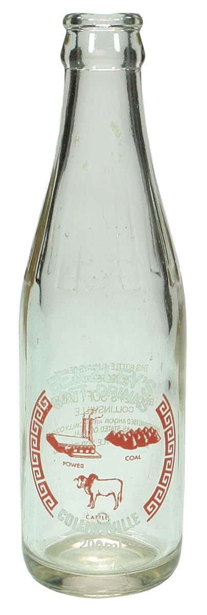 Beazley's Soft Drinks Collinsvale Pyro Label Bottle