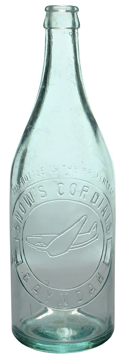 Snow's Cordials Gayndah Plane Crown Seal Bottle