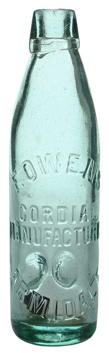 Owens Cordial Manufacturers Armidale Patent Bottle