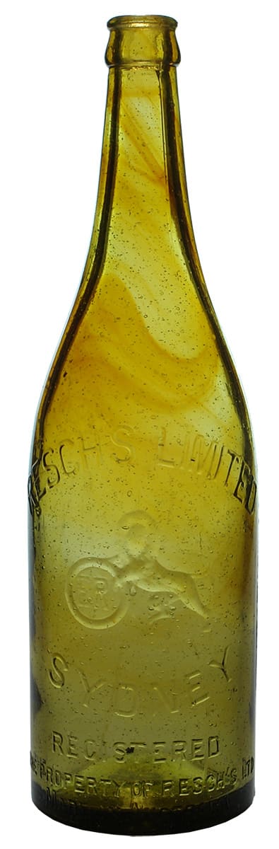 Resch's Limited Sydney Lion Swirled Beer Bottle