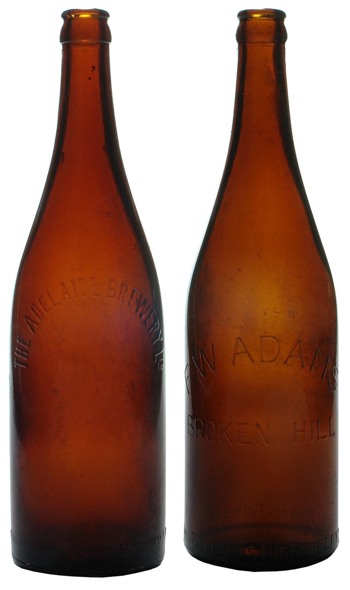 Adelaide Adams Amber Glass Beer Bottles