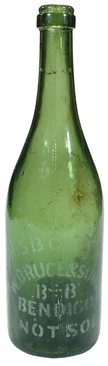 Bruce Bendigo Sandblasted Green Beer Bottle